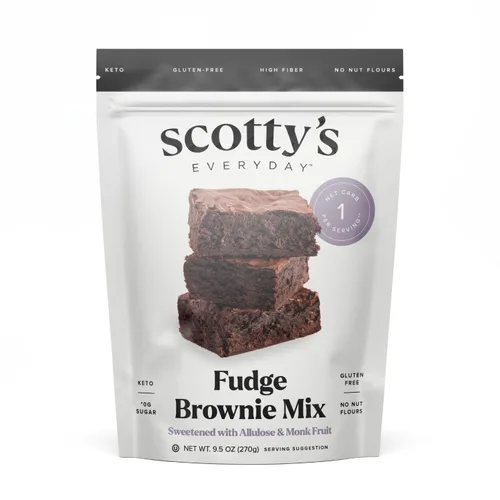 Scotty's Everyday - Mezcla para brownies de chocolate keto - 1g de carbohidratos netos, 0g de azúcar añadido, sin gluten, alta en fibra - Sin