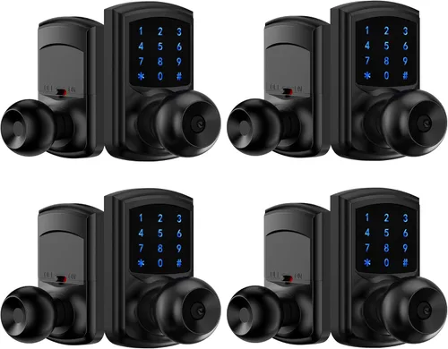 Miniatura 12 de Hidalife Cerradura de puerta de entrada sin llave con código, cerradura de puerta con teclado con asa, cerradura digital de pantalla táctil