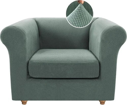 Miniatura 46 de Funda para silla Chesterfield de 2 piezas para sofá de 1 cojín, fundas para silla de brazo alto, 1 asiento, alta elasticidad, lavable, protector