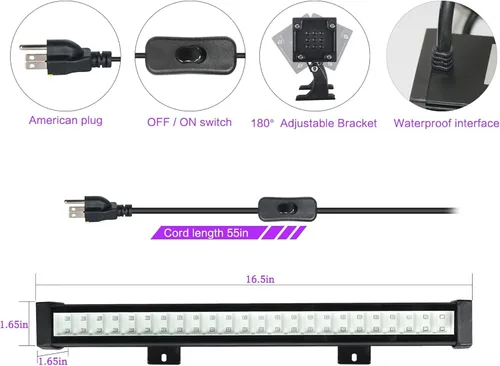 Miniatura 3 de Paquete de 4 barras de luz LED negras, barra de luz negra con IP65 impermeable, luces de fiesta que brillan en la oscuridad para iluminación