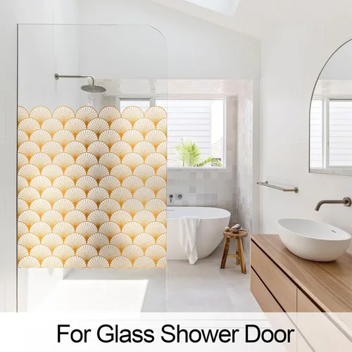 Miniatura 2 de DKTIE Lámina geométrica para ventana de vitral, película de privacidad para ventana de baño, vidrio esmerilado, adherencia estática, no adhesiva