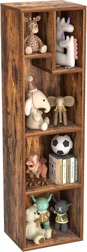 Miniatura 24 de VECELO Estantería para niños, 2 en 1 con estantes y 3 cubos de diferentes tamaños, organizador de madera para almacenamiento de juguetes para Blanco