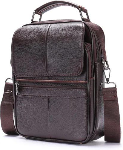 Bolso bandolera de cuero para hombre, de viaje de negocios, al aire libre, bolsa casual, maletín de mano, mochila