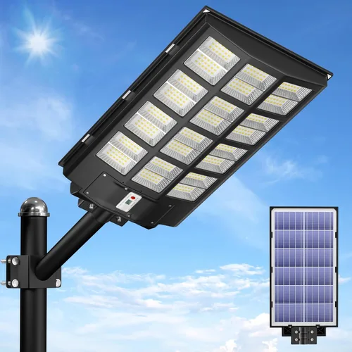 Miniatura 14 de JAYNLT Y-2000W Luz solar de calle, 200000LM 6500K luces de inundación solar al aire libre del atardecer al amanecer, 6500K IP67 impermeable luz