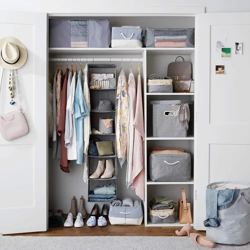 Miniatura 2 de Amazon Basics Organizador de armario colgante de 6 niveles con bolsillos, 8.5" de profundidad x 12" de ancho x 9" de alto, gris Organizador