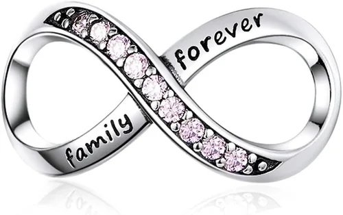 Miniatura 23 de Abalorios de plata de ley para pulseras, collares, familia para siempre, circonita cúbica, regalo de joyería para mujeres