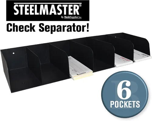Miniatura 2 de BankSupplies STEELMASTER - Organizador de documentos de acero con 6 bolsillos, acabado con recubrimiento en polvo negro