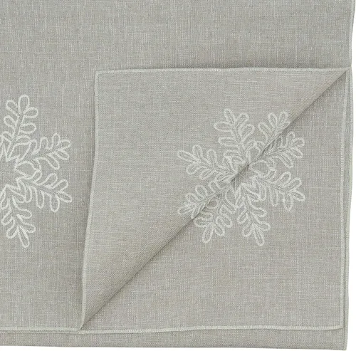 Miniatura 2 de Saro Lifestyle Camino de mesa bordado con diseño de copo de nieve, plateado, 16 x 120 pulgadas