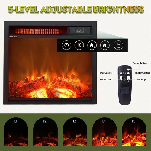 Miniatura 5 de WLIVE Soporte de TV con chimenea para TV de 65 pulgadas, centro de entretenimiento con chimenea eléctrica de llama realista 3D, consola de TV