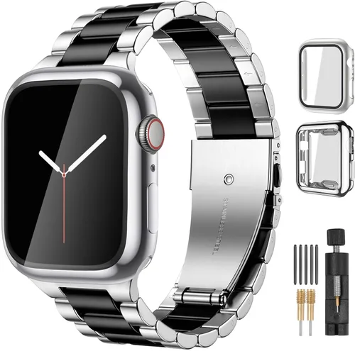 Miniatura 23 de Lerobo Compatible con Apple Watch Band de 1.732 in 1.654 in 1.575 in 1.496 in 1.614 in 1.772 in 150.9 ft 1.929 in, correa de metal de acero