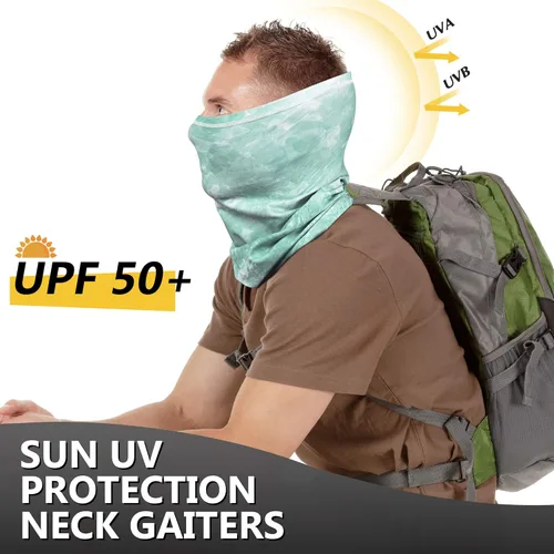 Miniatura 2 de MCTi Máscara de cuello UV, UPF 50, pasamontañas, máscara facial transpirable refrescante para el sol y el verano, para pesca, correr, paquete de 2