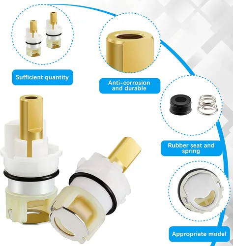 Miniatura 3 de Honoson Rp25513 Kit de reemplazo de vástago de grifo de 2 piezas para kit de reparación de grifo de dos manijas con cartucho Rp4993 asiento