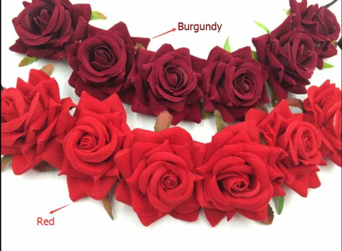 Miniatura 5 de Floral Fall - Corona de rosas rojas para festival, F-67 (3.rojo)