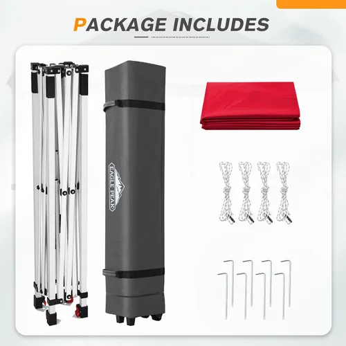 Miniatura 275 de EAGLE PEAK Tienda de campaña desplegable con bolsa de transporte con ruedas, 8 estacas, 4 cuerdas, 4 bolsas de peso, toldo de tienda de campaña