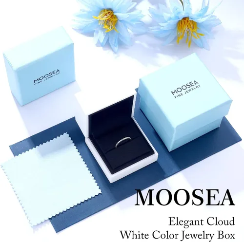 Miniatura 7 de MOOSEA Alianza de boda de moissanita de media eternidad para mujer, 0.2-0.3 quilates de color D, claridad VVS1, anillos apilables finos de diamantes