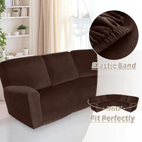 Miniatura 538 de Arfntevss Fundas de sofá seccional reclinable de terciopelo, Funda de sofá seccional de esquina para sofá reclinable, Funda elástica suave