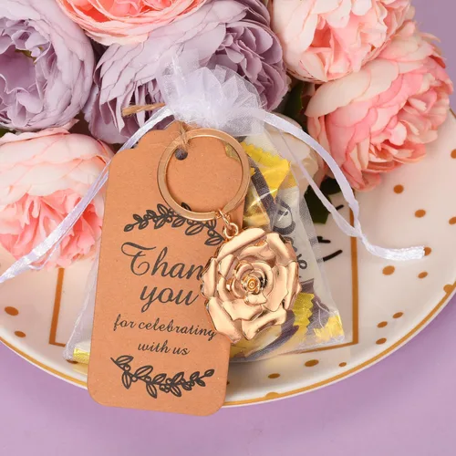Miniatura 6 de 50 llaveros/llaveros para baby shower, boda o despedida de soltera, regalos, recuerdos para invitados a granel con etiquetas de regalo y bolsas