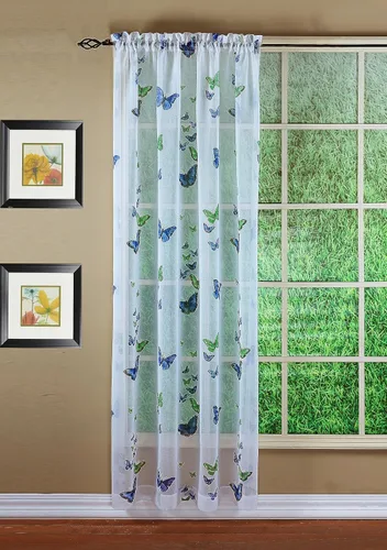 Miniatura 10 de Today's Curtain Panel semitransparente con estampado de mariposas, 63", azul, 54W x 63L