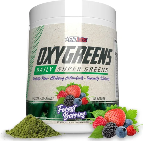 Miniatura 13 de EHP Labs OxyGreens Super Greens Powder - Superalimento de espirulina y clorella, jugo verde en polvo y suplementos de verduras con fibra prebiótica