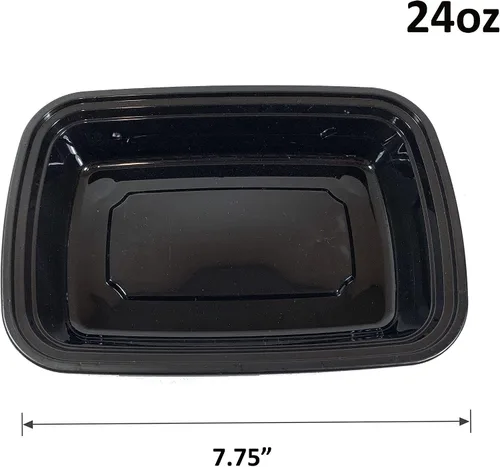 Miniatura 3 de 50 sets Rectángulo 24oz Recipientes de preparación de comidas con tapas para microondas Contenedor de comida plástico BPA libre rectángulo