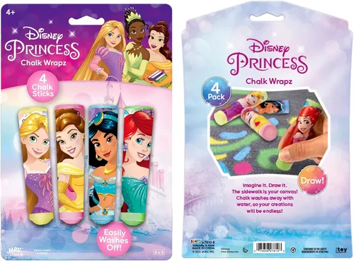 Miniatura 2 de JA-RU Disney Princess - Bastones de tiza para acera (1 unidad), tiza para suelo y tabla, juguetes para exteriores, tiza gigante, juego de arte
