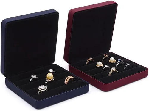 Miniatura 5 de Caja organizadora de anillos pequeños, estuche portátil para joyas, bandeja de almacenamiento de anillos moderna para mujeres, niñas para viajes