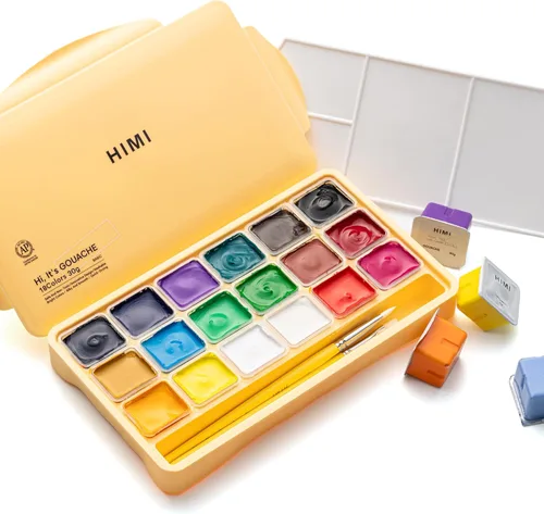 Miniatura 8 de Juego de pinturas HIMI Gouache, 18 colores, 30g, juego de pintura gouache en gel, pintura no tóxica para lienzo y papel, suministros de arte
