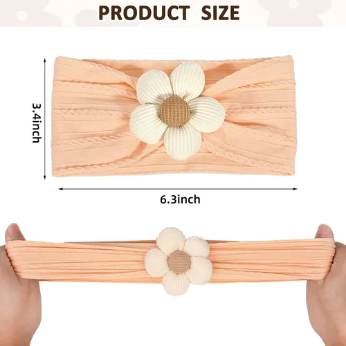 Miniatura 2 de MIUXUESO 3 Piezas Diademas de Flores para Bebé Diademas de Nylon para Niñas Bebé Diademas Suaves Accesorios para el Cabello para Recién Nacidos
