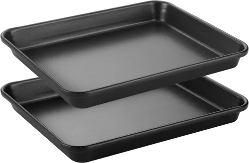 Miniatura 11 de HONGBAKE Juego de 2 bandejas de media bandeja para hornear, antiadherentes para horno, bandejas de galletas comerciales resistentes para 1/2, aptas