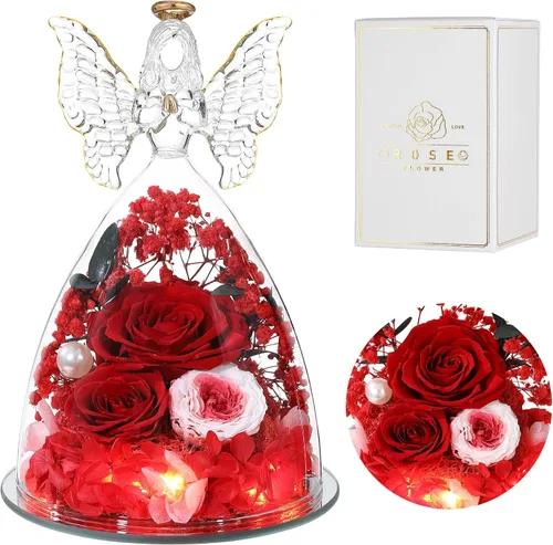 Miniatura 16 de Ocosy Regalos de rosas para el Día de la Madre para ella, regalos de rosas grandes para mujeres, rosas reales para siempre en figuras de ángel