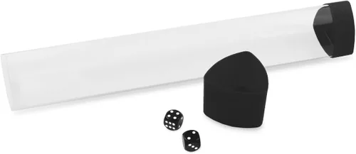 BCW Tubo negro con tapa de dados | Incluye 2 dados gratis, diseño triple ovalado que evita que se enrolle, tapa de gran tamaño para almacenamiento