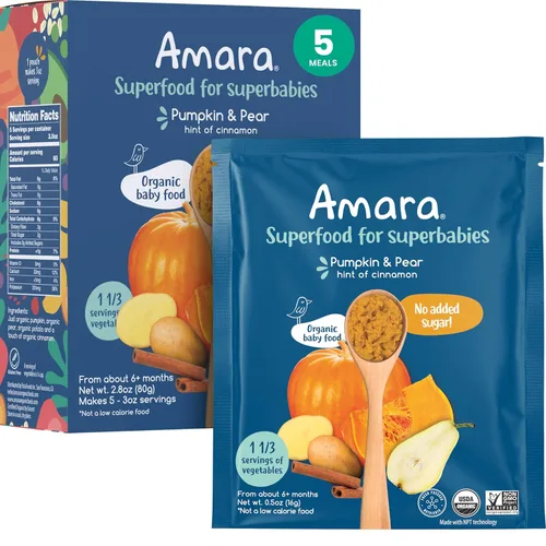 Miniatura 15 de Amara Alimento orgánico para bebés, etapa 3, grano antiguo, cereales para bebés para mezclar con leche materna, agua o fórmula para bebés, bolsas