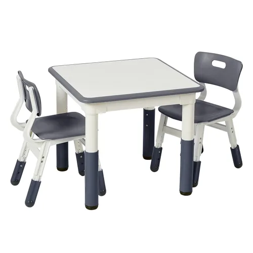 Miniatura 14 de ECR4Kids Mesa de actividades cuadrada de borrado en seco con 2 sillas, ajustable, muebles para niños, verde hierba, 3 piezas Verde (Grassy Green)