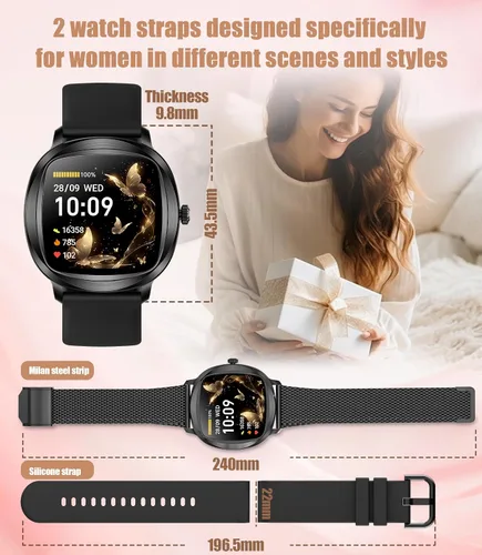 Miniatura 7 de Relojes inteligentes para mujeres y hombres, reloj inteligente de 1.72 pulgadas para teléfonos Android con monitor de frecuencia cardíaca