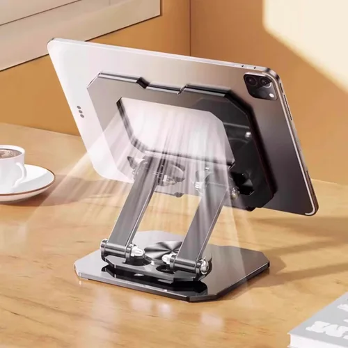 Miniatura 8 de Soporte de tableta para iPad, soporte de escritorio giratorio de 360°, soporte de escritorio plegable ajustable de acero al carbono, para iPad Pro
