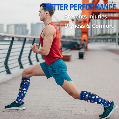 Miniatura 4 de 6 pares de calcetines de compresión para mujeres y hombres, circulación 20-30 mmHg, es el mejor soporte para correr, enfermería, deportes atléticos