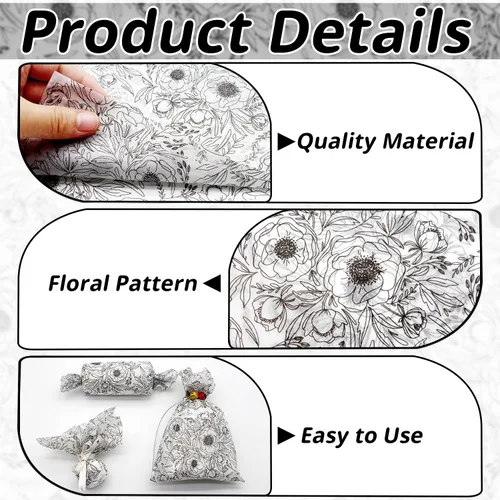 Miniatura 3 de Benvo Papel de Seda Floral 20x29 Pulgadas - 20 Hojas de Papel para Manualidades Decoupage para Envolver Regalos, Proyectos de Arte DIY de Flores