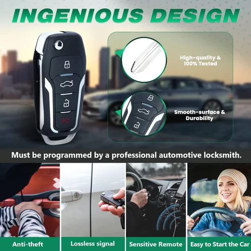Miniatura 5 de Beefunny Control remoto de repuesto mejorado con tapa para Ford, Lincoln, Mercury FCC ID CWTWB1U345 CWTWB1U331 CWTWB1U322 GQ43VT11T
