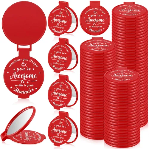 Miniatura 27 de 18 piezas de espejo compacto inspirador de 2.76 pulgadas a granel para mujeres, pequeños regalos de graduación, día de la madre, fiesta, bolso, Negro