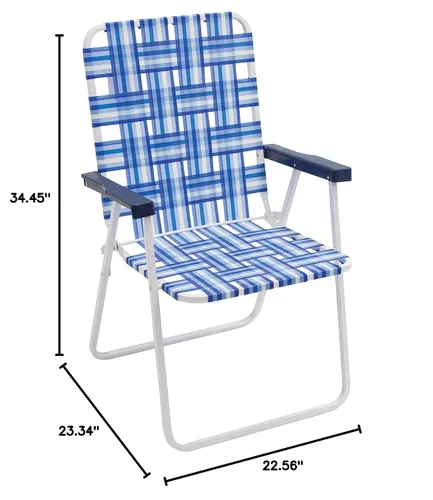 Miniatura 6 de Rio Brands Silla de césped plegable de 16 pulgadas de altura extendida y respaldo del asiento, azul/blanco
