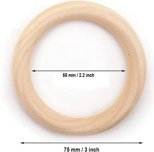 Miniatura 2 de 10 unidades de anillos de madera sin terminar de 75 mm para manualidades, 3 pulgadas de madera maciza natural para manualidades DIY sin pintura