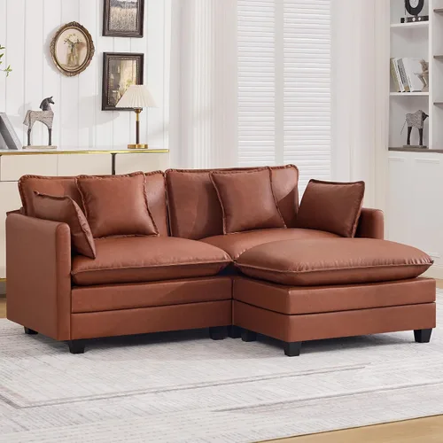 Miniatura 20 de Otomán de Sofá Moderno de Chenille Nube de 35'', Otomán Rectangular para Sofá Seccional Modular, Beige