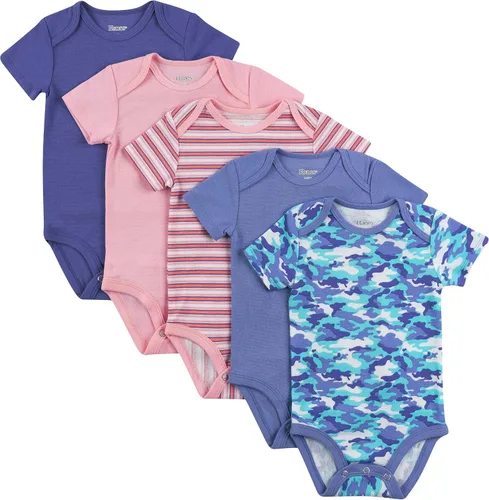 Hanes - Bodis para bebés, Ultimate Flexy de manga corta, unisex, paquete de 5 unidades