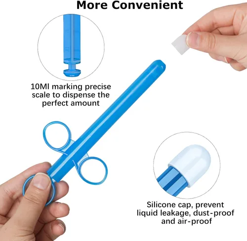 Miniatura 3 de Jeringa aplicadora de lubricante con escalas precisas de 0.3 fl oz, disparador de lubricante anal de 6.5 pulgadas con tapa de silicona a prueba