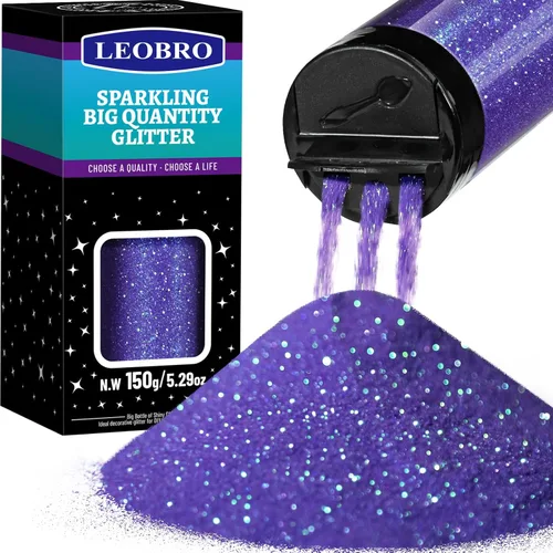 Miniatura 20 de Leobro - Brillantina rosa, 150 g/5.29 oz, brillantina fina iridiscente rosa intenso para manualidades, resina, uñas, cuerpo, decoraciones de San