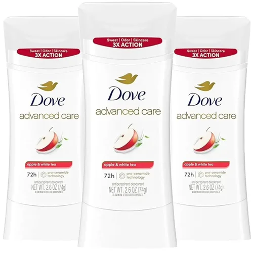 Dove Advanced Care - Desodorante en barra de manzana y té blanco con protección contra el sudor y el olor de 72 horas, 2.6 onzas (paquete de 3)