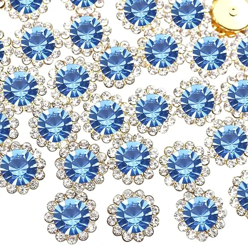 Miniatura 21 de 120 piezas de 12 mm de girasol coser en diamantes de imitación de cristal, gemas de vidrio, diamantes de imitación de metal para manualidades