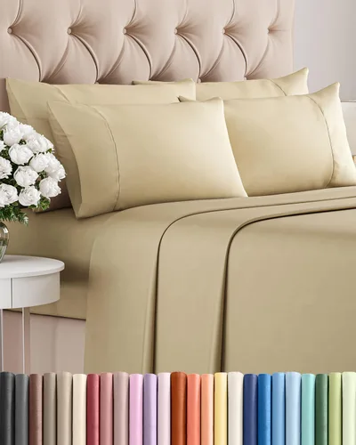 Miniatura 33 de Juego de sábanas Queen de 6 piezas, sábanas tamaño Queen, ropa de cama suave de lujo de hotel, refrescante, cómoda y transpirable, 1 encimera, 1 26