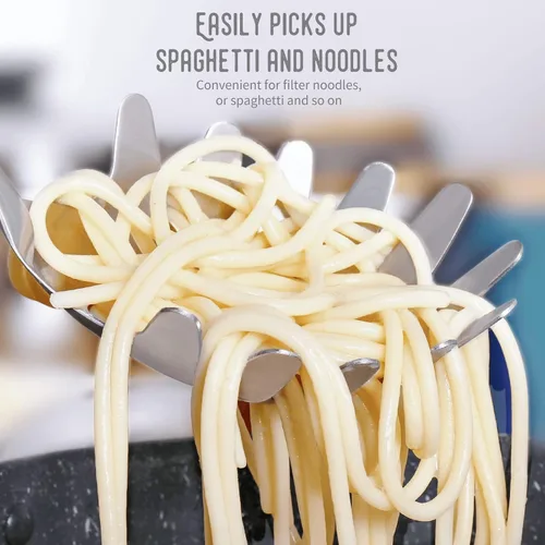 Miniatura 4 de Servidor de espaguetis, [resistente al óxido, formación integral, duradero] Tenedor para pasta Newness de acero inoxidable 304 con mango ergonómico