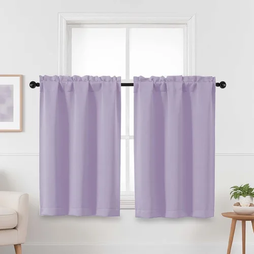 Miniatura 270 de OVZME Cortinas opacas turquesa para tratamiento de ventanas pequeñas, cortinas cortas con bloqueo de luz para ventana de cocina sobre el fregadero